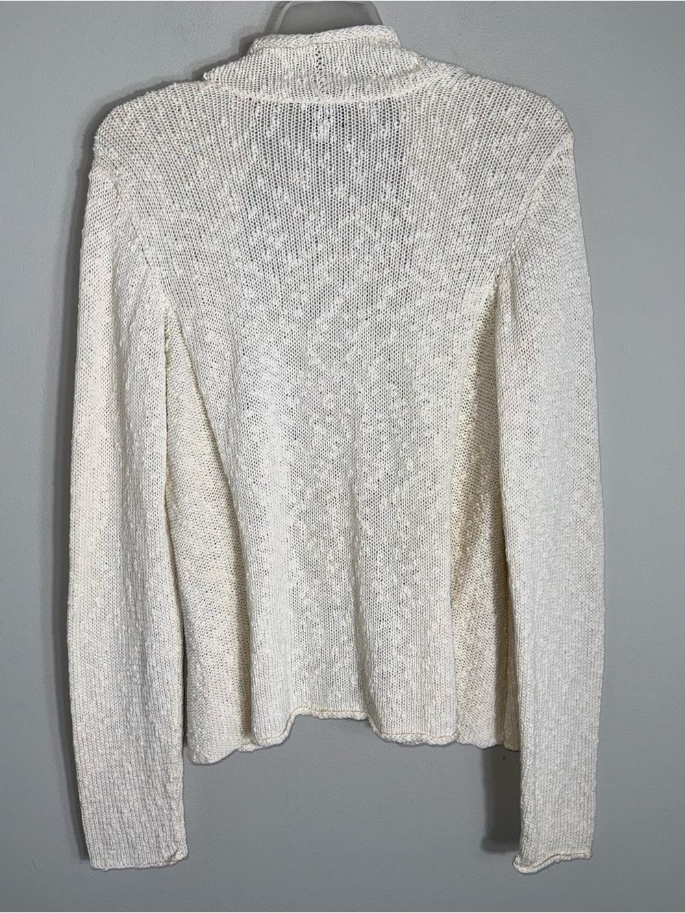 Eileen Fisher 100% Cotton Open Front Cardigan Sweater-Long Sleeve-Ivory-Small - Picture 7 of 9